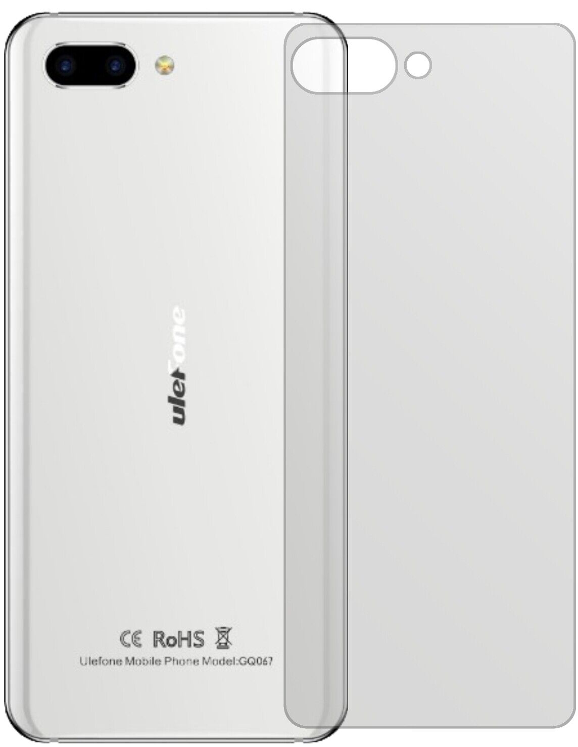 Matte Displayschutzfolie von dipos passend für Ulefone T2 Pro Rückseite, präziser Zuschnitt und blasenfrei montiert