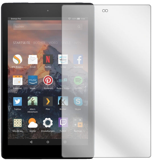 AmazonFire HD 8 (2020) mit aufgebrachter dipos Displayschutzfolie, glasklare Darstellung ohne Einschränkungen