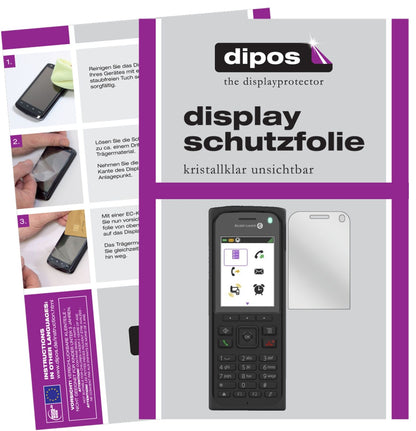 Alcatel8262 mit aufgebrachter dipos Displayschutzfolie, glasklare Darstellung ohne Einschränkungen