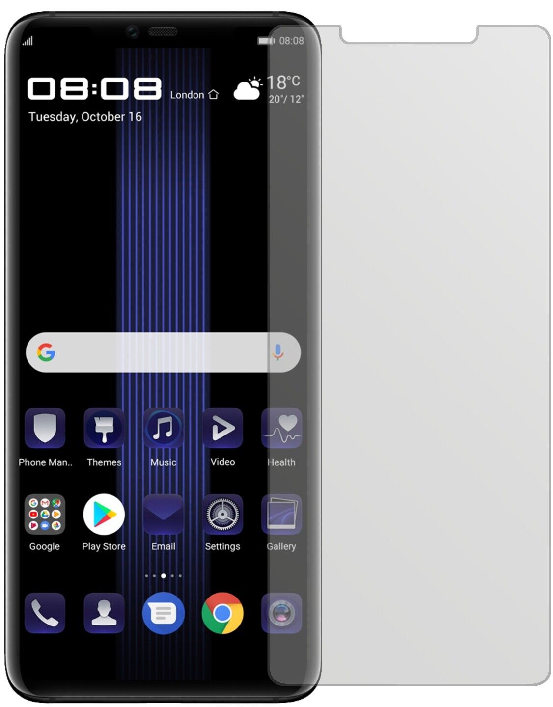 Matte Displayschutzfolie von dipos passend für Huawei Porsche Design Mate 20 RS, präziser Zuschnitt und blasenfrei montiert