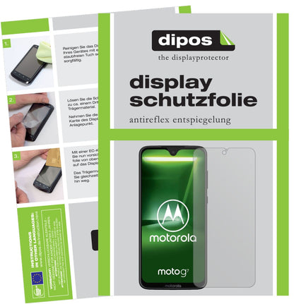MotorolaMoto G7 mit aufgebrachter dipos Displayschutzfolie, die lästige Fingerabdrücke minimiert