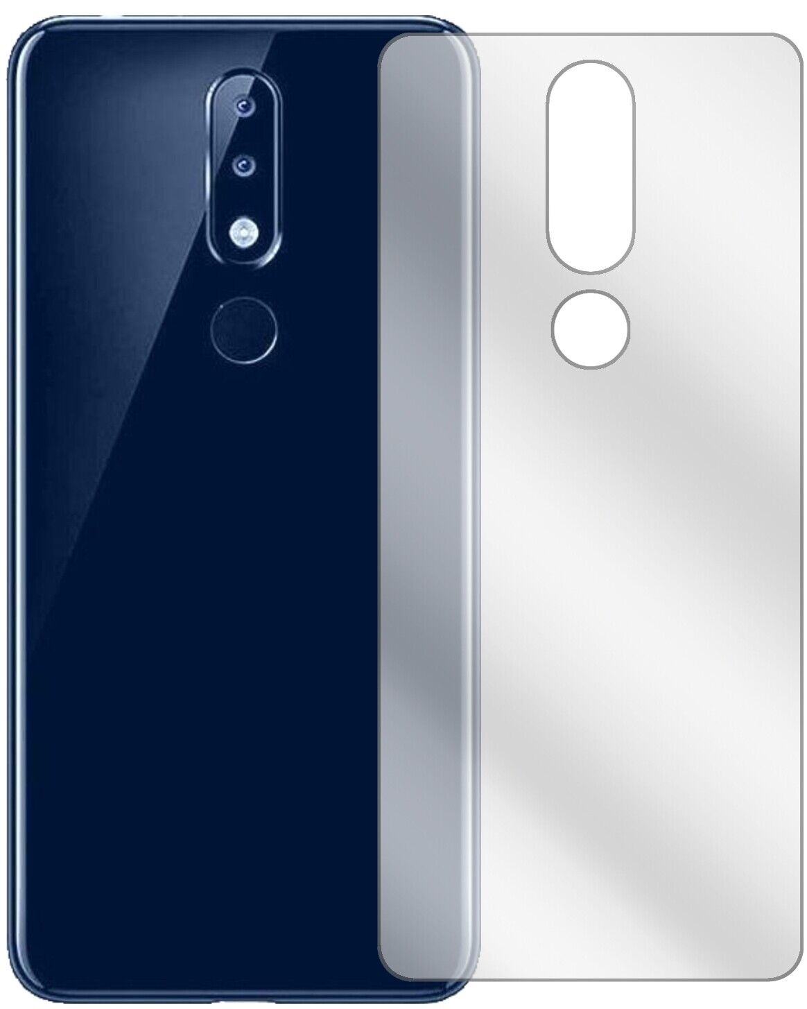 Klare Displayschutzfolie von dipos passend für Nokia 5.1 Plus Rückseite, präziser Zuschnitt und blasenfrei montiert