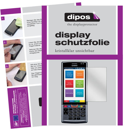 CasioIT-G500-CE mit aufgebrachter dipos Displayschutzfolie, glasklare Darstellung ohne Einschränkungen