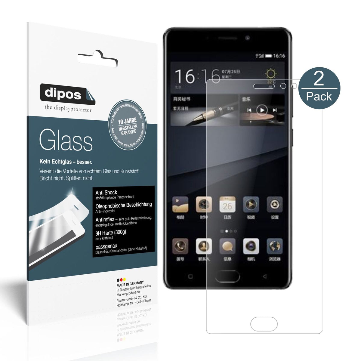 1x 9H Schutzfolie matt für Gionee M6S Plus Panzerfolie