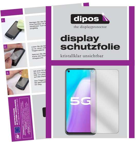 Klare Displayschutzfolie von dipos passend für Vivo Y51s, präziser Zuschnitt und blasenfrei montiert