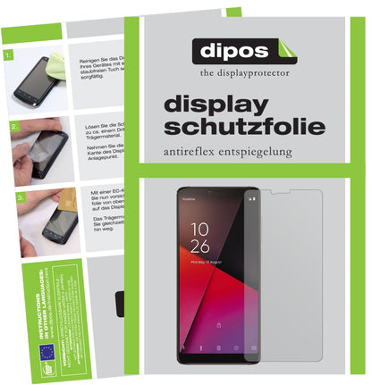 VodafoneSmart X9 mit aufgebrachter dipos Displayschutzfolie, die lästige Fingerabdrücke minimiert