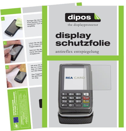 REA CARDT9 flex Terminal mit aufgebrachter dipos Displayschutzfolie, die lästige Fingerabdrücke minimiert