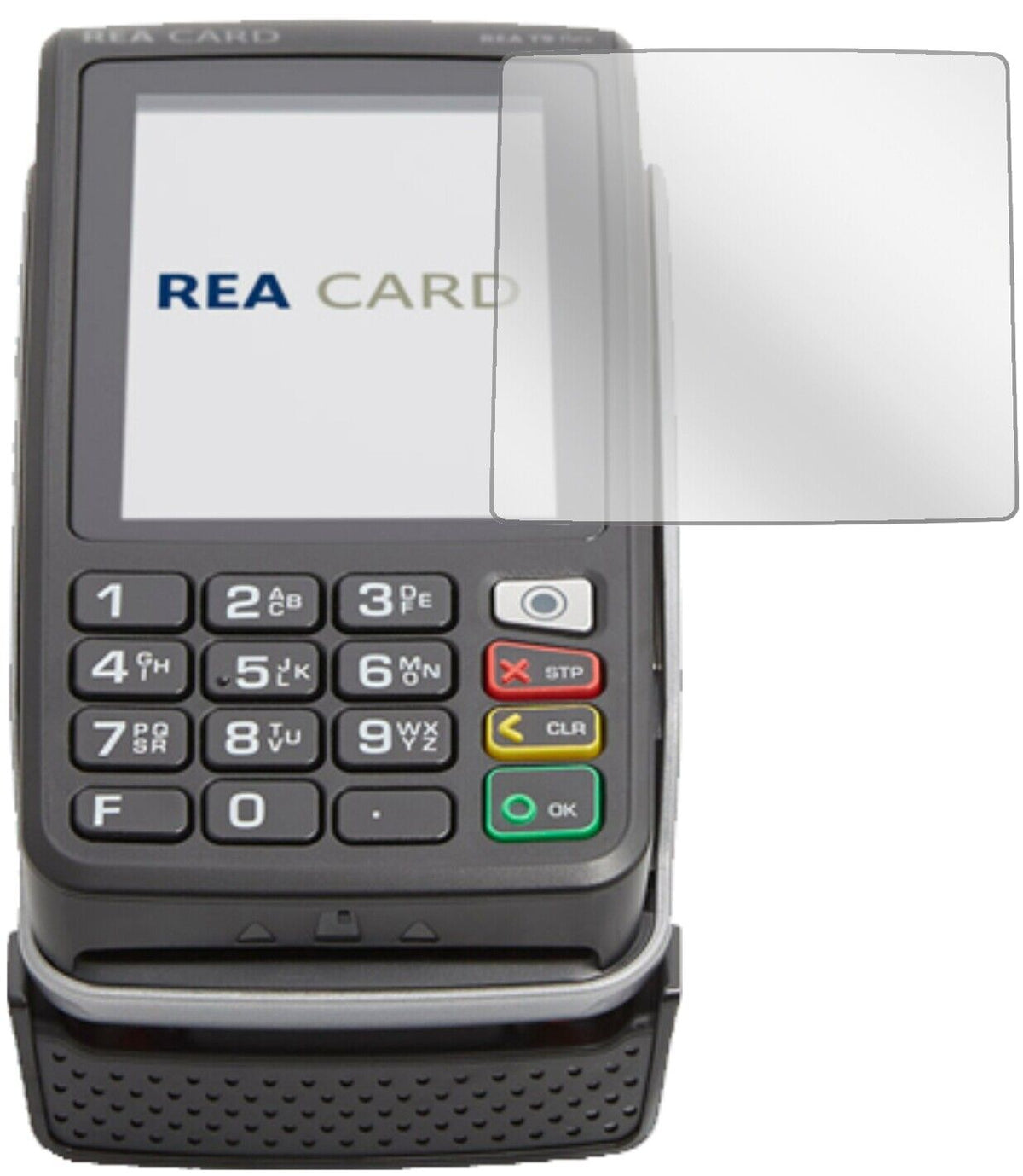 Klare Displayschutzfolie von dipos passend für REA CARD T9 flex Terminal, präziser Zuschnitt und blasenfrei montiert