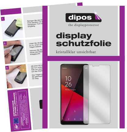 VodafoneSmart X9 mit aufgebrachter dipos Displayschutzfolie, glasklare Darstellung ohne Einschränkungen