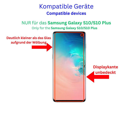 SamsungGalaxy S10 mit aufgebrachter dipos Panzerfolie, die lästige Fingerabdrücke minimiert