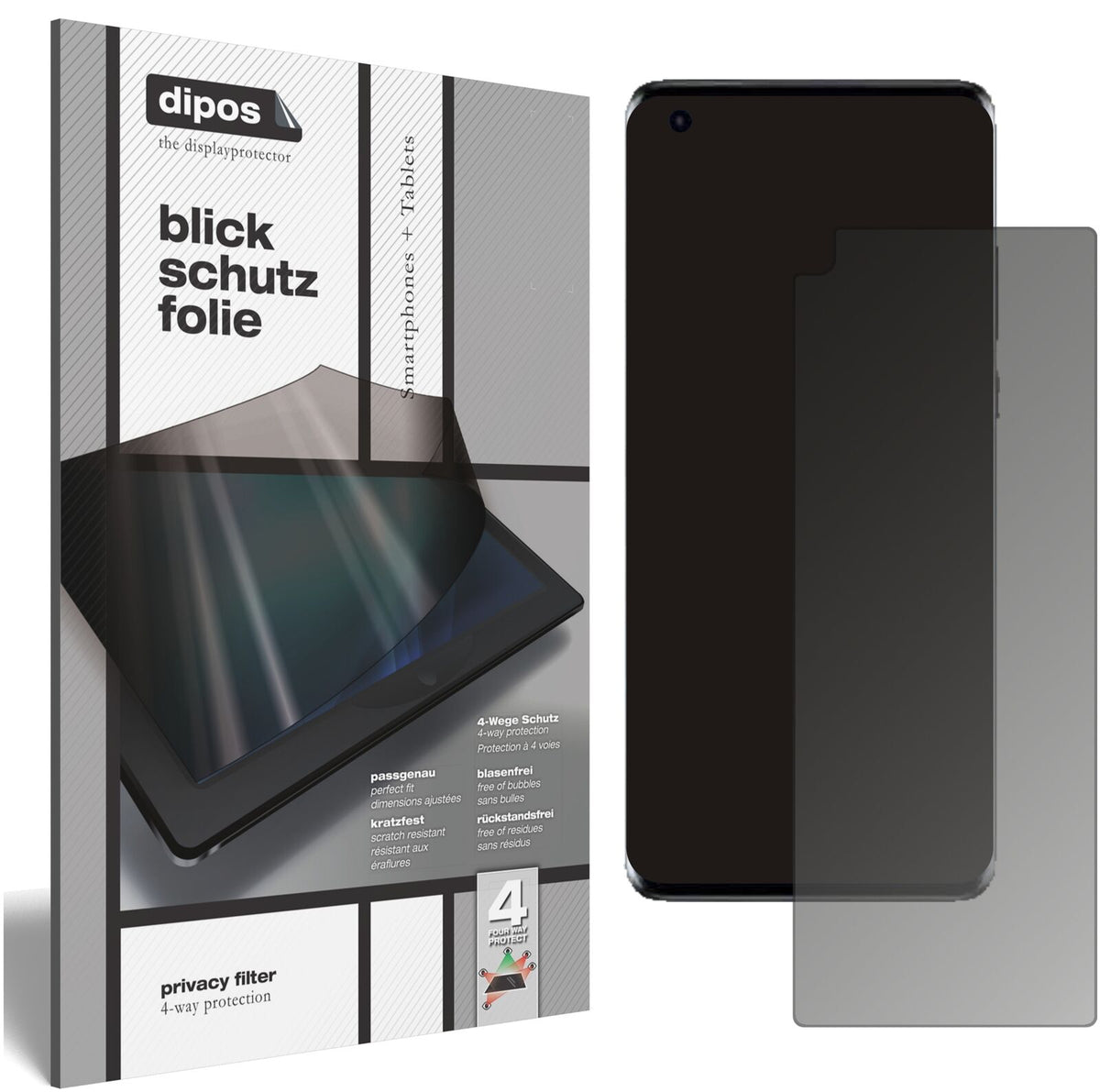 Blickschutzfolie von dipos passend für Huawei Mate 40E 5G, präziser Zuschnitt und blasenfrei montiert