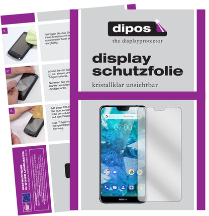Nokia7.1 Plus mit aufgebrachter dipos Displayschutzfolie, glasklare Darstellung ohne Einschränkungen