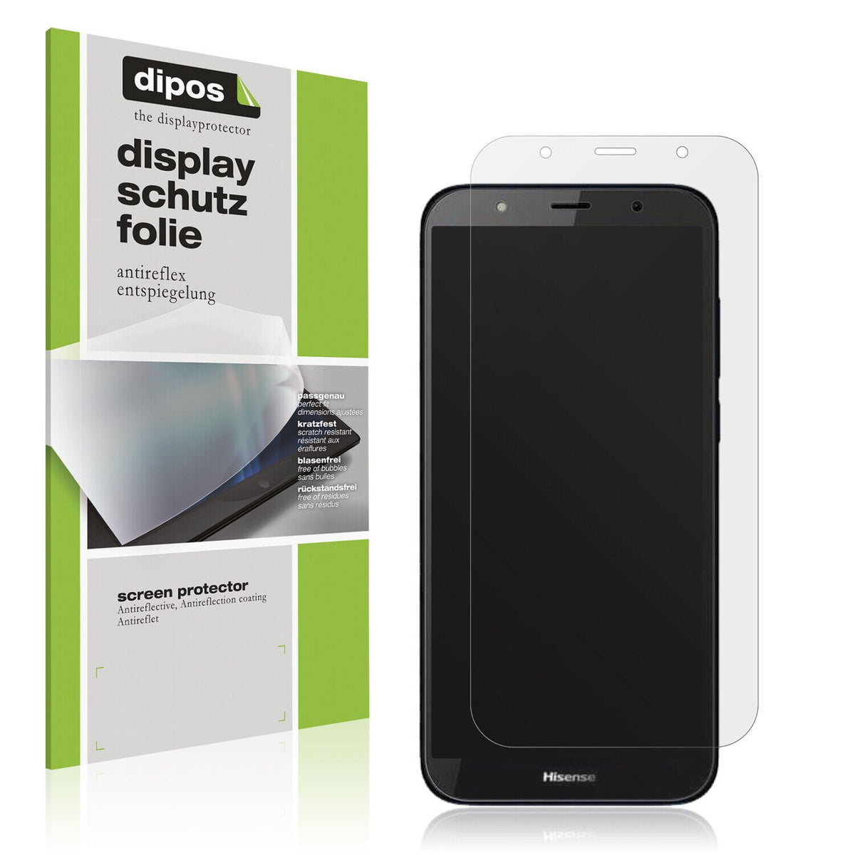 Matte Displayschutzfolie von dipos passend für Hisense E20, präziser Zuschnitt und blasenfrei montiert