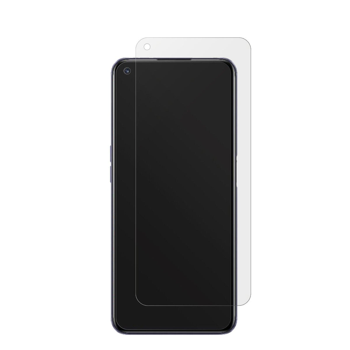 RealmeQ3T mit aufgebrachter dipos Displayschutzfolie, die lästige Fingerabdrücke minimiert