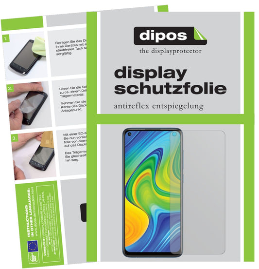 Matte Displayschutzfolie von dipos passend für Xiaomi Redmi Note 9, präziser Zuschnitt und blasenfrei montiert