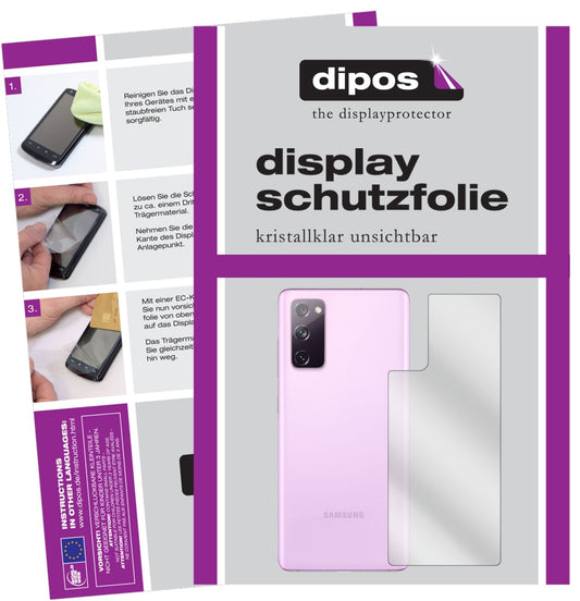 Klare Displayschutzfolie von dipos passend für Samsung Galaxy S20 FE 5G Rückseite, präziser Zuschnitt und blasenfrei montiert