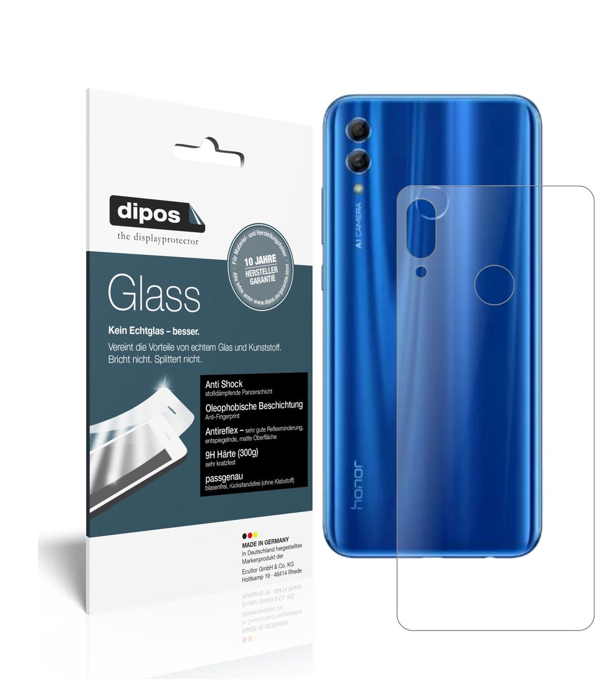 1x 9H Schutzfolie matt für Honor 10 Lite Rückseite Panzerfolie