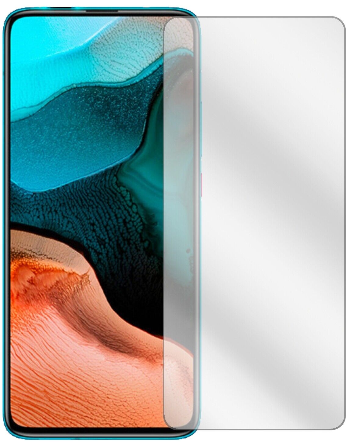 XiaomiRedmi K30 Pro Zoom mit aufgebrachter dipos Displayschutzfolie, glasklare Darstellung ohne Einschränkungen