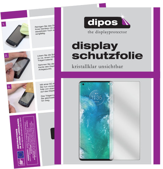 Klare Displayschutzfolie von dipos passend für Motorola Edge Plus, präziser Zuschnitt und blasenfrei montiert