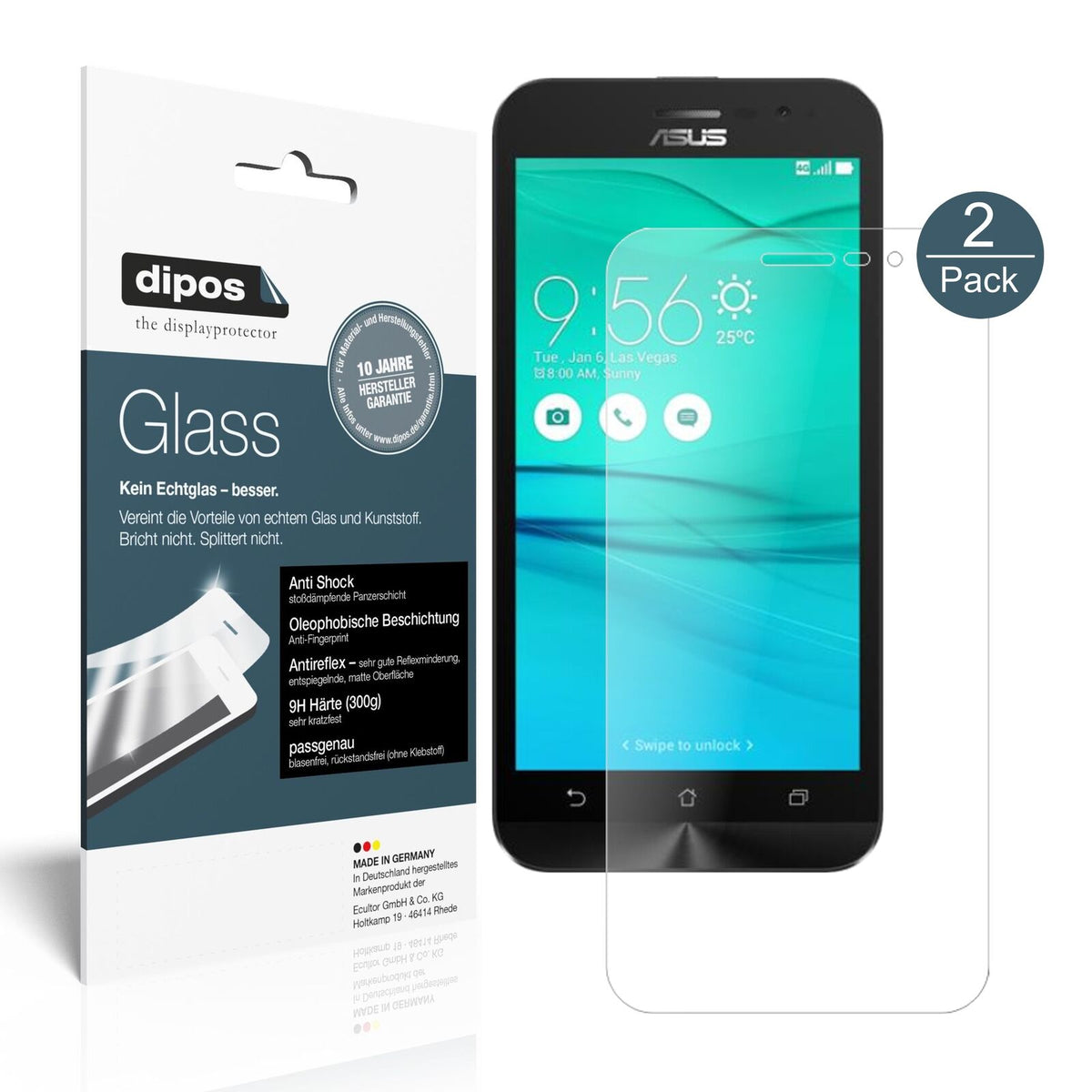 2x 9H Schutzfolie matt für Asus Zenfone Go (2017) Panzerfolie