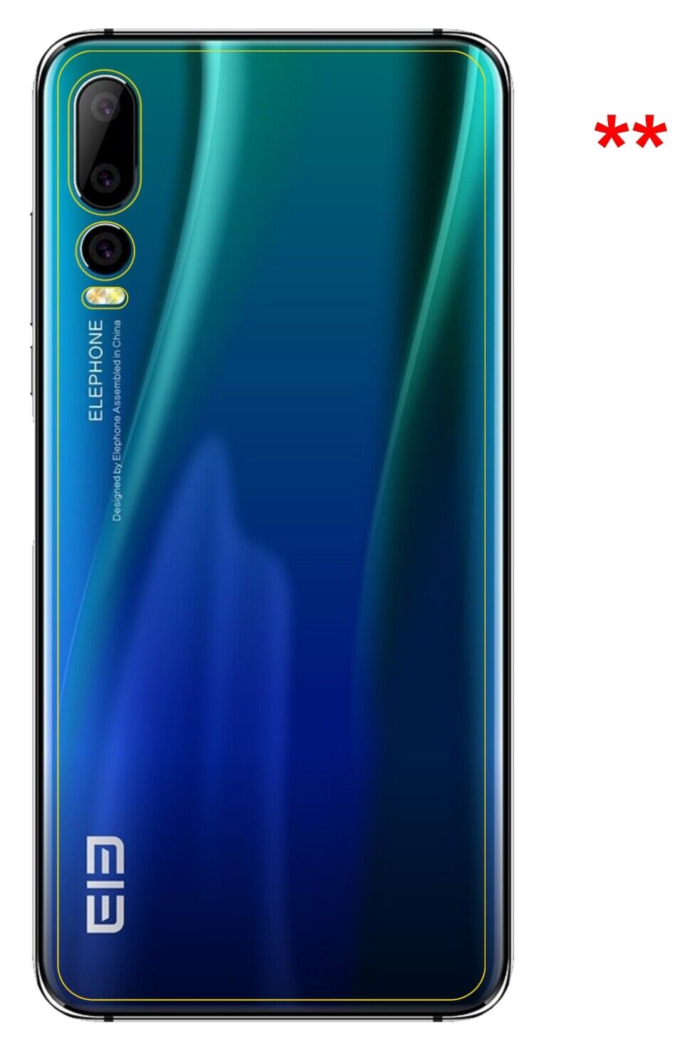 Dünne und klare Folie passend zugeschnitten für Elephone A5 Rückseite