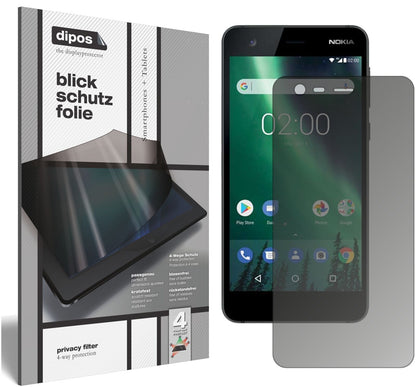 Blickschutzfolie von dipos passend für Nokia 2, präziser Zuschnitt und blasenfrei montiert