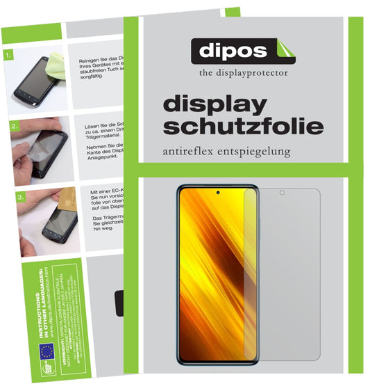 Matte Displayschutzfolie von dipos passend für Poco X3 NFC, präziser Zuschnitt und blasenfrei montiert