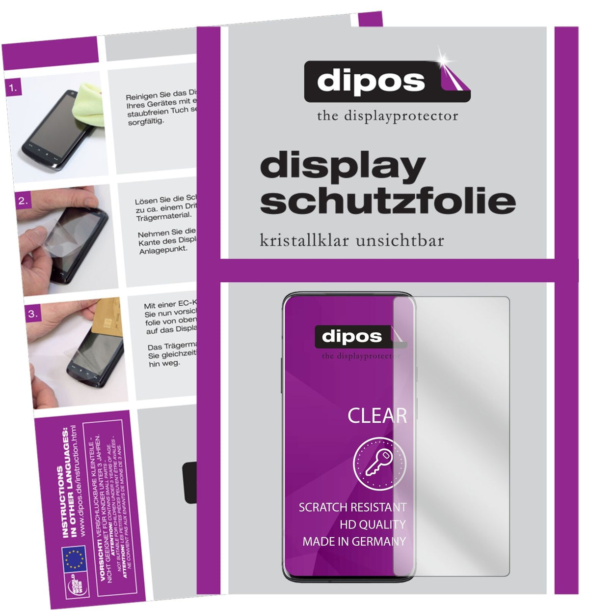 OnePlus7 Pro mit aufgebrachter dipos Displayschutzfolie, glasklare Darstellung ohne Einschränkungen