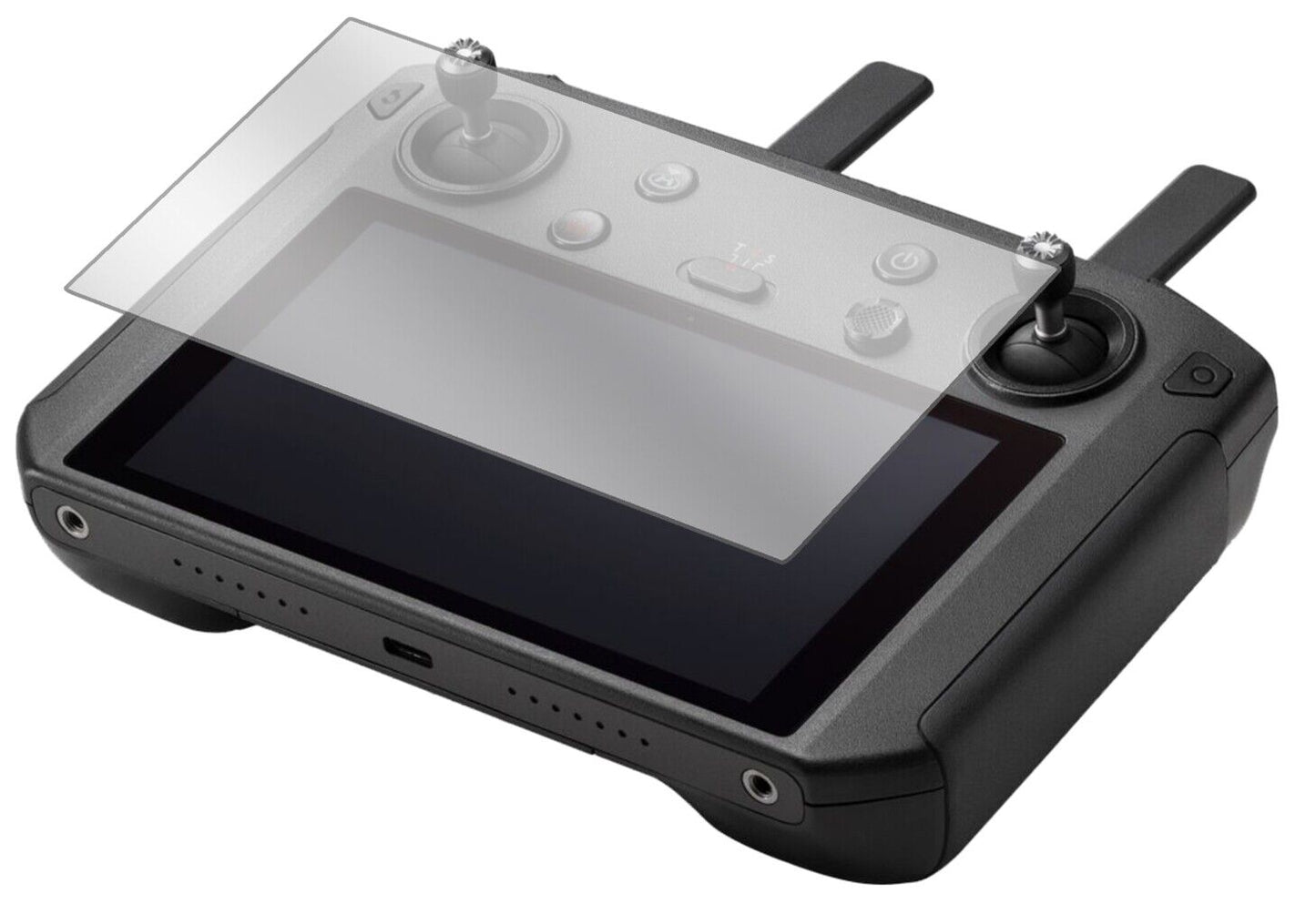 Klare Displayschutzfolie von dipos passend für DJI Smart Controller, präziser Zuschnitt und blasenfrei montiert