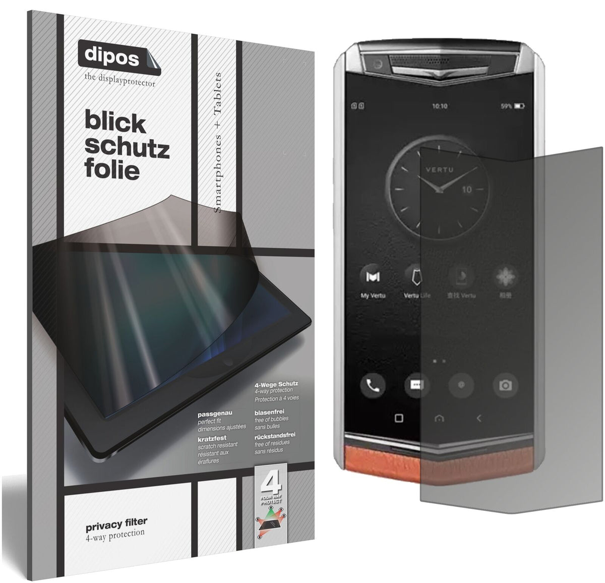 Blickschutzfolie für Vertu Aster P matt Schutzfolie Privacy