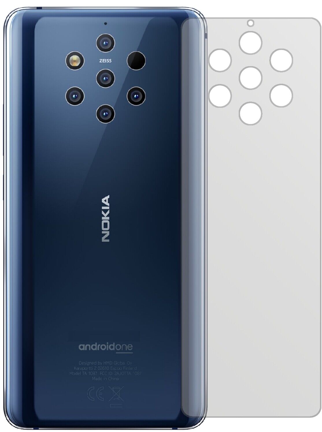 Matte Displayschutzfolie von dipos passend für Nokia 9 PureView Rückseite, präziser Zuschnitt und blasenfrei montiert