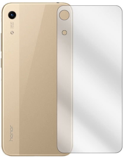 Honor8A Rückseite mit aufgebrachter dipos Displayschutzfolie, glasklare Darstellung ohne Einschränkungen