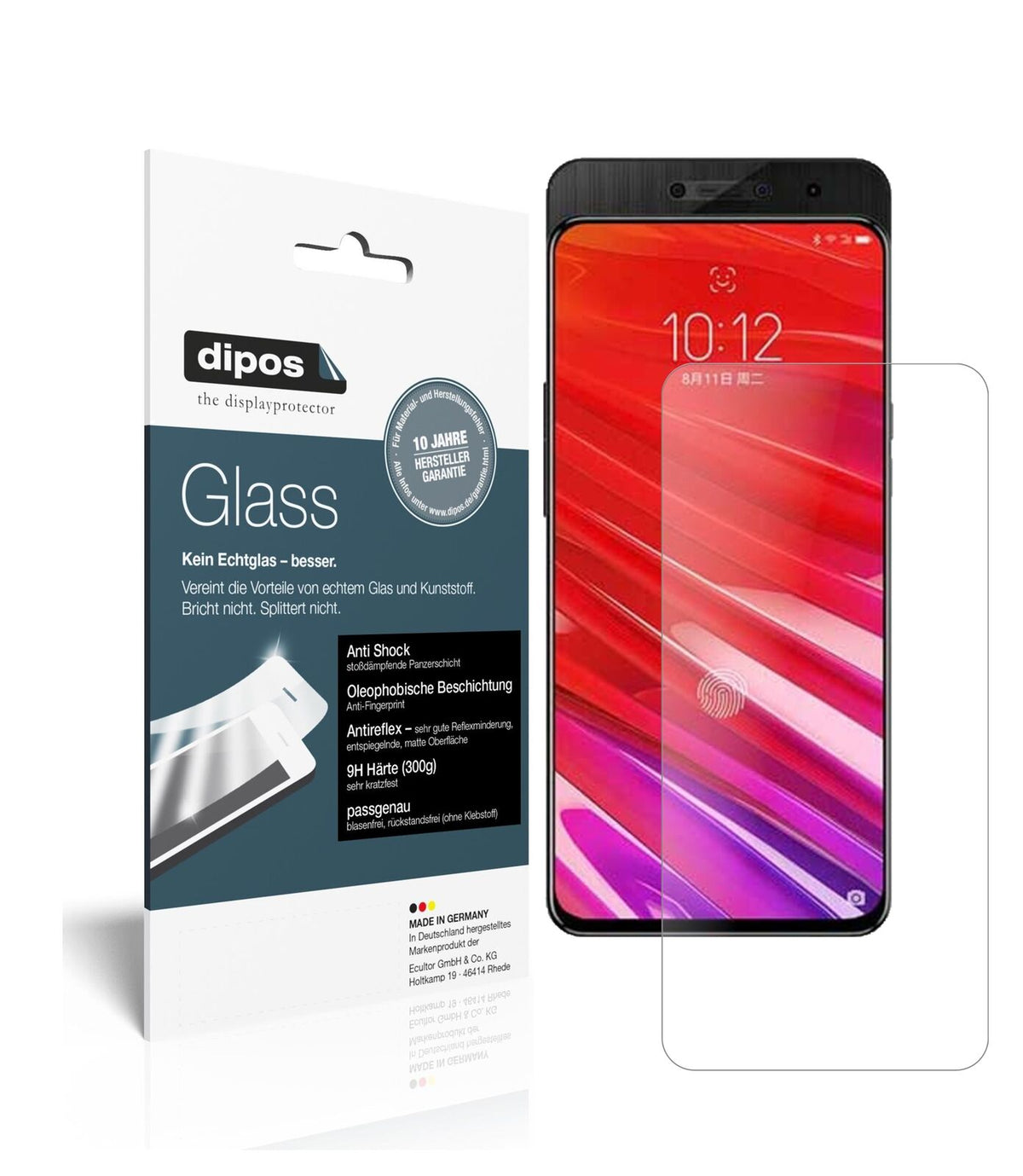 LenovoZ5 Pro GT mit aufgebrachter dipos Panzerfolie, die lästige Fingerabdrücke minimiert