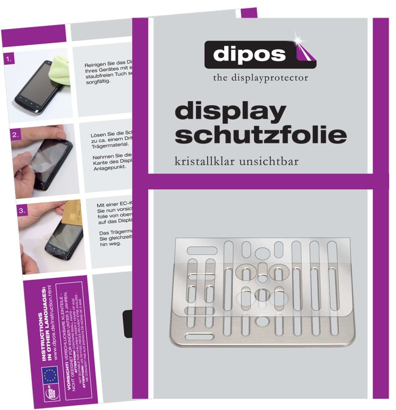 Klare Displayschutzfolie von dipos passend für SAECO HD8978 Tropfblech, präziser Zuschnitt und blasenfrei montiert