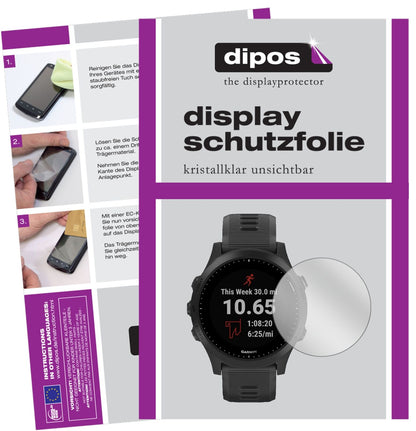 GarminForerunner 245 mit aufgebrachter dipos Displayschutzfolie, glasklare Darstellung ohne Einschränkungen