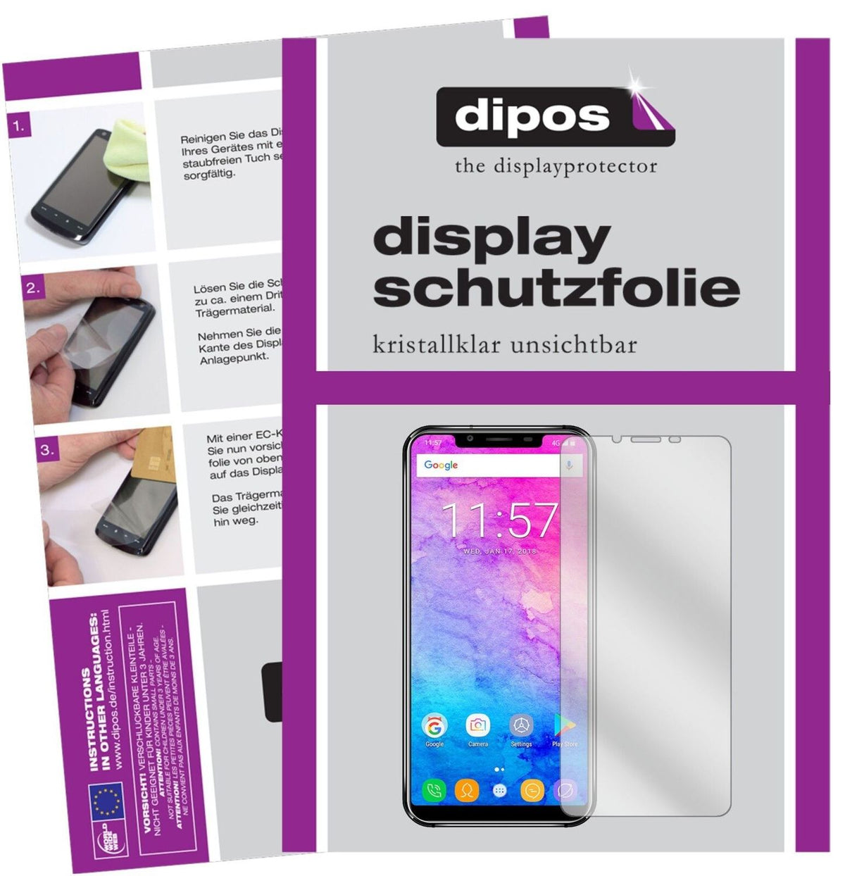 dipos Displayschutz für Oukitel U18, transparente Oberfläche, geringe Dicke und perfekte Passform