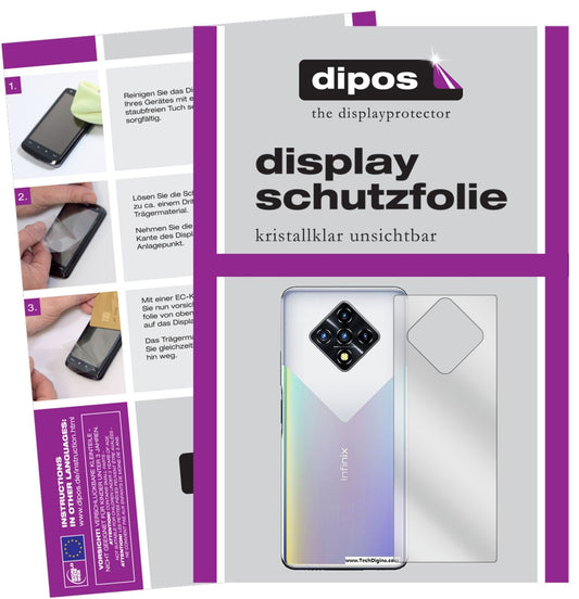 Klare Displayschutzfolie von dipos passend für Infinix Zero 8 Rückseite, präziser Zuschnitt und blasenfrei montiert