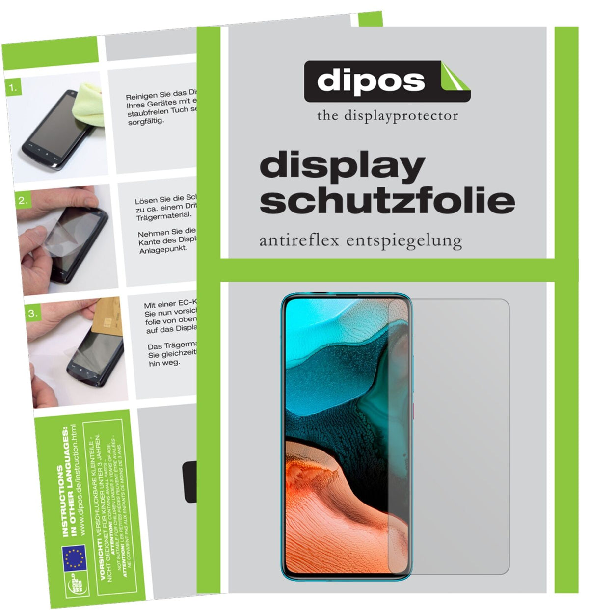 Matte Displayschutzfolie von dipos passend für Xiaomi Redmi K30 Pro, präziser Zuschnitt und blasenfrei montiert