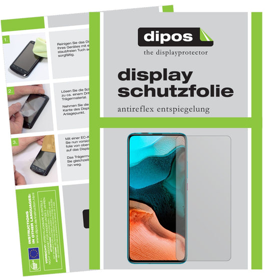 Matte Displayschutzfolie von dipos passend für Xiaomi Redmi K30 Pro, präziser Zuschnitt und blasenfrei montiert