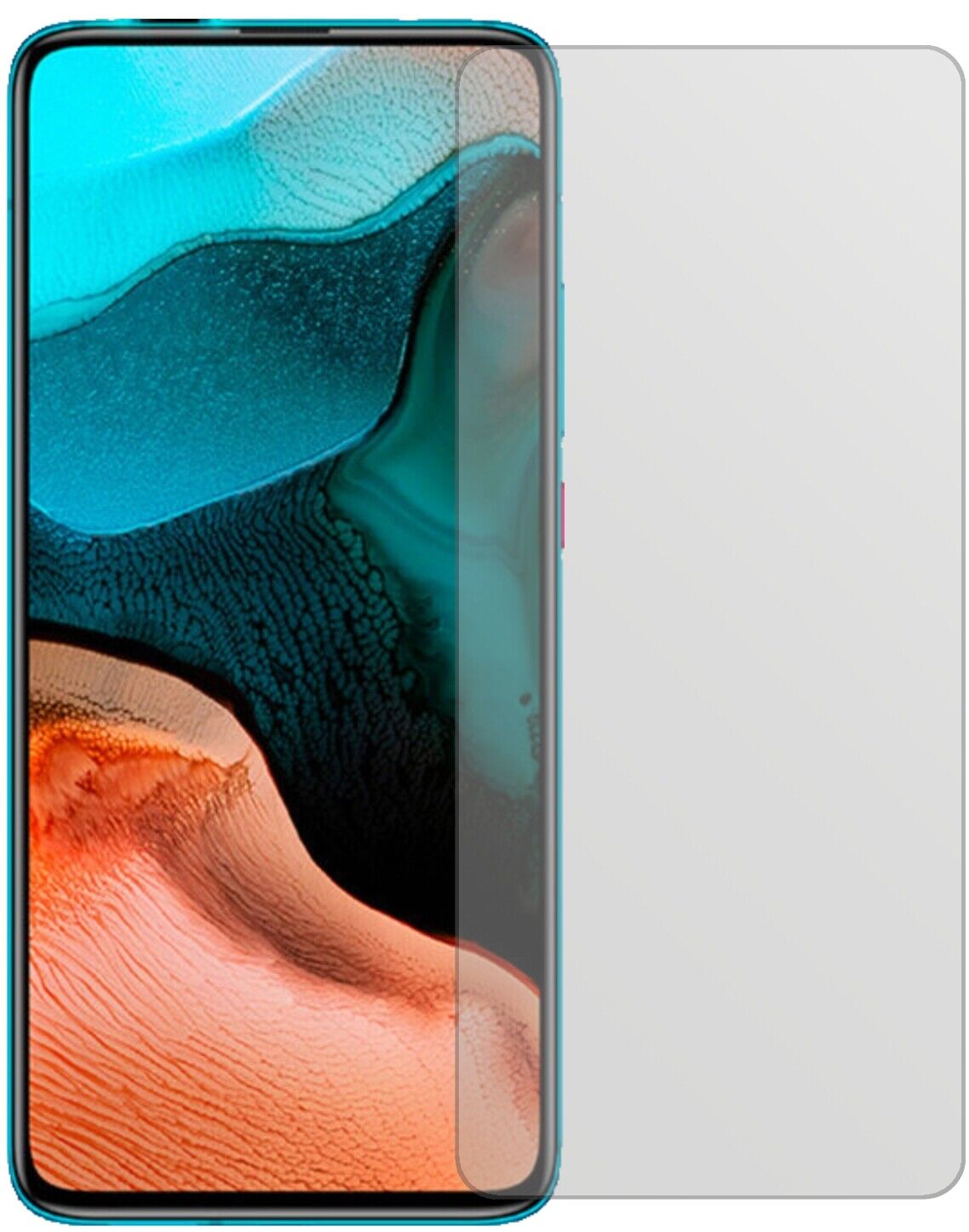 XiaomiRedmi K30 Pro mit aufgebrachter dipos Displayschutzfolie, die lästige Fingerabdrücke minimiert