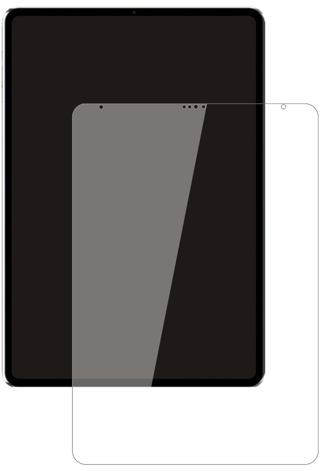 AppleiPad Pro 12.9 Zoll (2021) mit aufgebrachter dipos Flex Schutzfolie, glasklare Darstellung ohne Einschränkungen