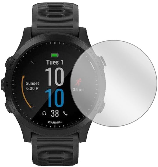Klare Displayschutzfolie von dipos passend für Garmin Forerunner 945, präziser Zuschnitt und blasenfrei montiert