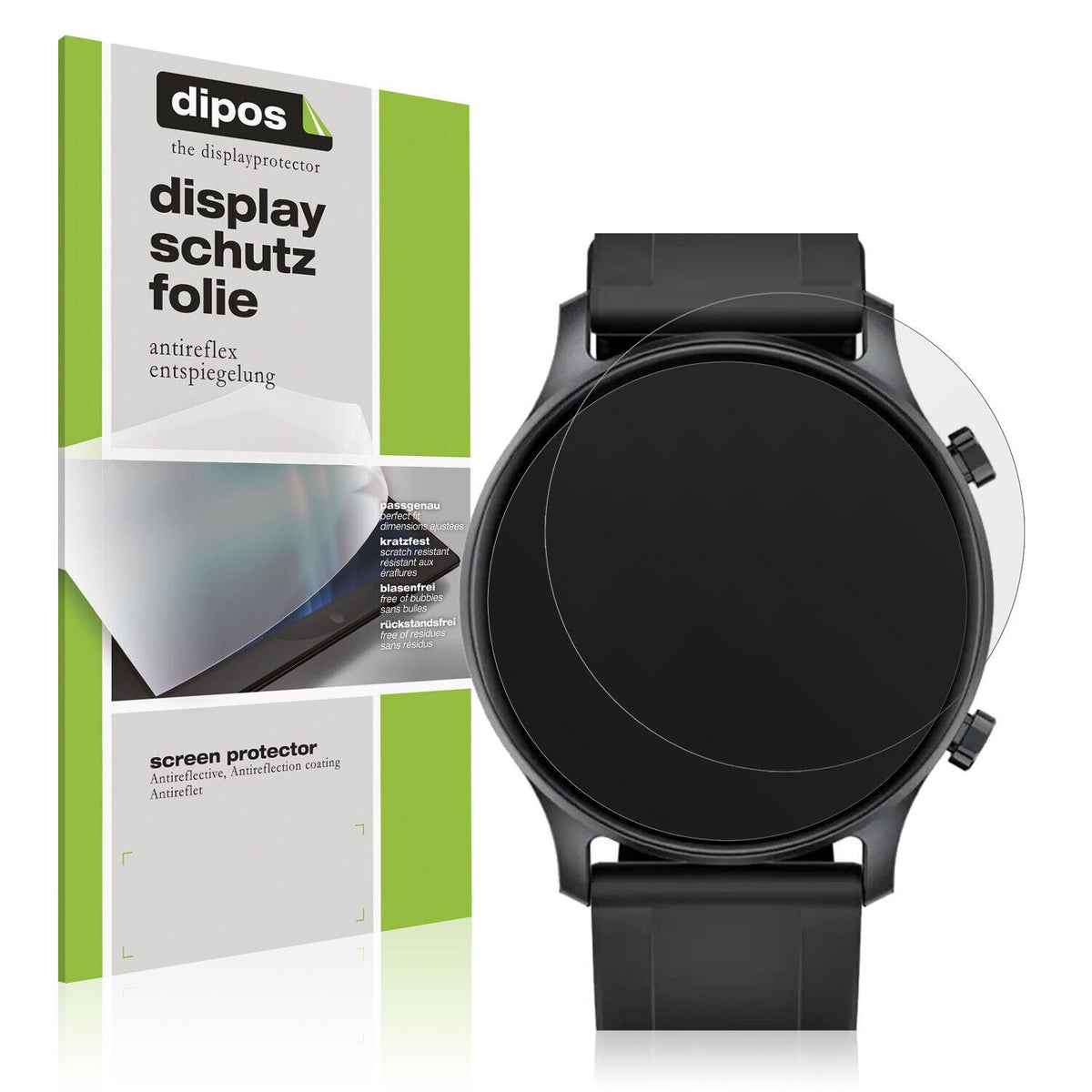 Matte Displayschutzfolie von dipos passend für Haylou RS3, präziser Zuschnitt und blasenfrei montiert