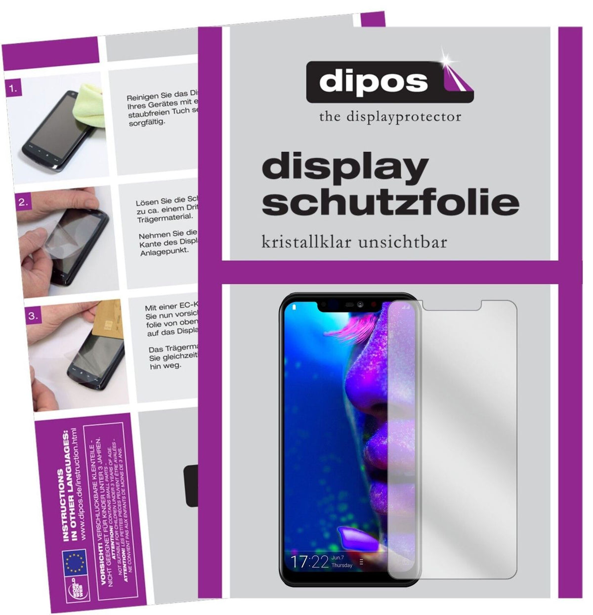 AllviewSoul X5 Pro mit aufgebrachter dipos Displayschutzfolie, glasklare Darstellung ohne Einschränkungen