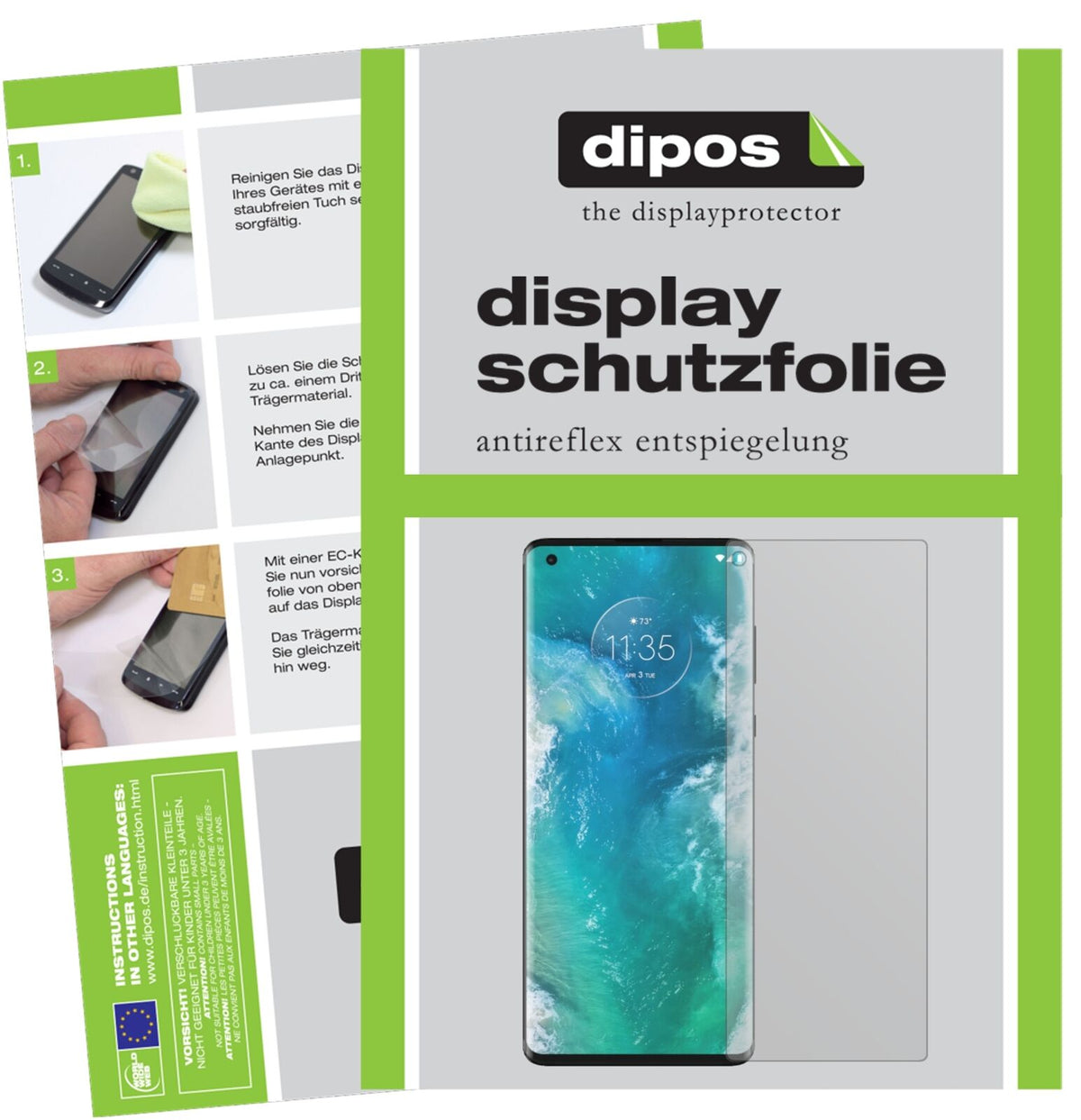 Matte Displayschutzfolie von dipos passend für Motorola Edge, präziser Zuschnitt und blasenfrei montiert