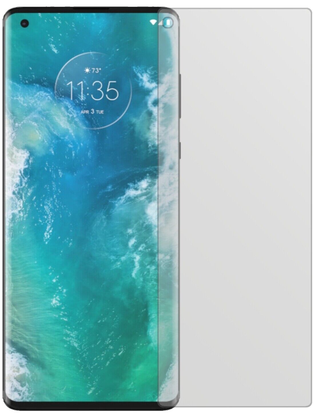 MotorolaEdge mit aufgebrachter dipos Displayschutzfolie, die lästige Fingerabdrücke minimiert