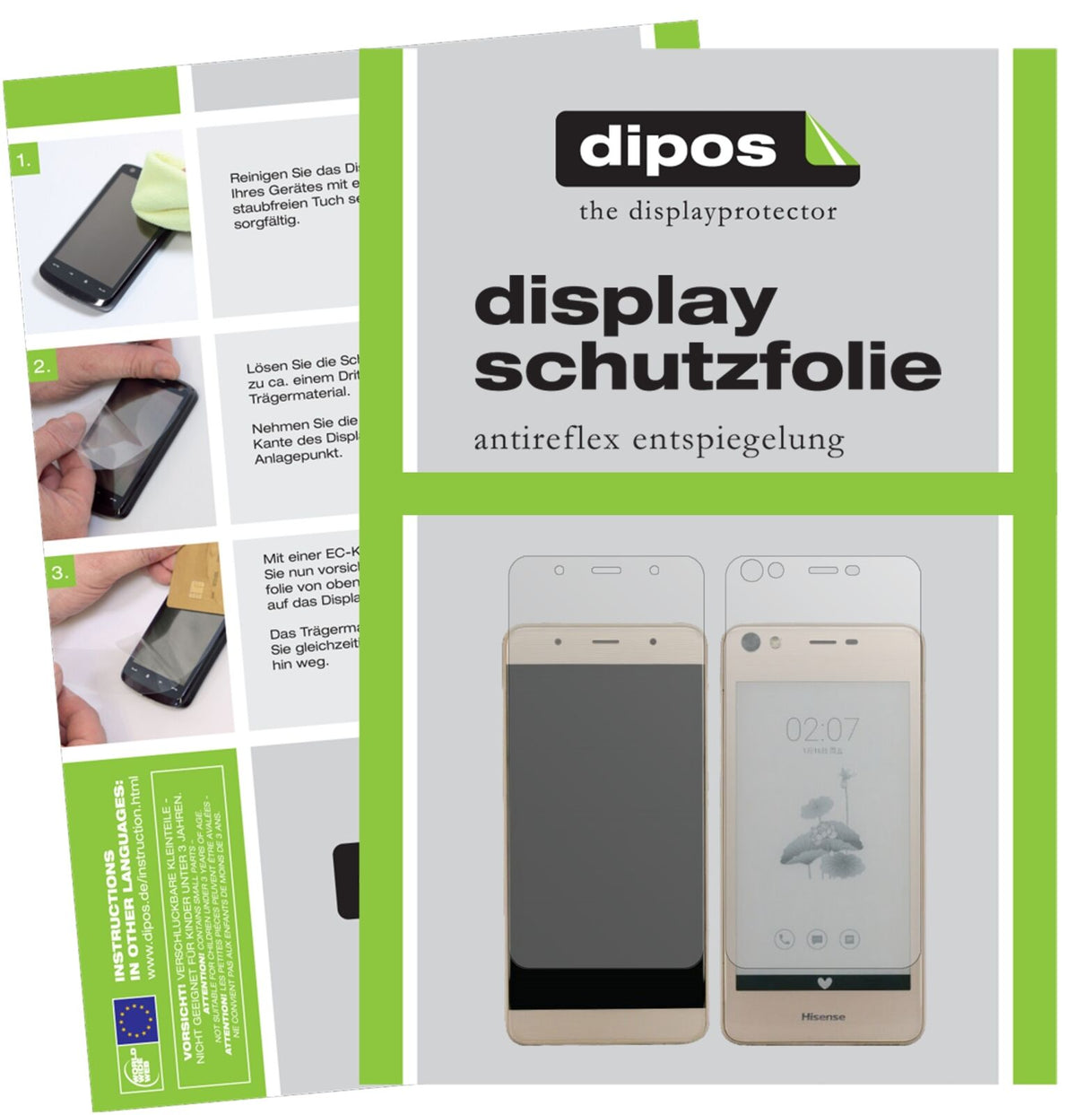 Matte Displayschutzfolie von dipos passend für Hisense A2, präziser Zuschnitt und blasenfrei montiert