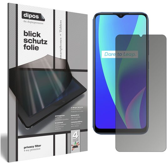 Blickschutzfolie von dipos passend für Oppo Realme C3, präziser Zuschnitt und blasenfrei montiert