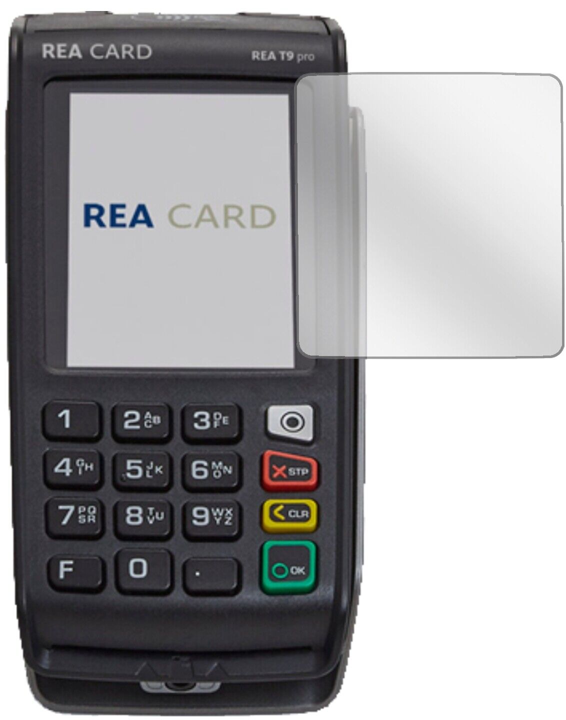 Klare Displayschutzfolie von dipos passend für REA CARD T9 pro Terminal, präziser Zuschnitt und blasenfrei montiert