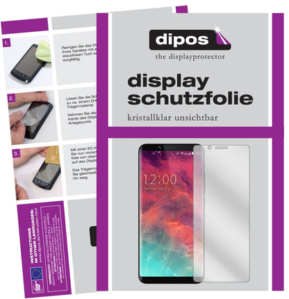 UmidigiS2 Lite mit aufgebrachter dipos Displayschutzfolie, glasklare Darstellung ohne Einschränkungen